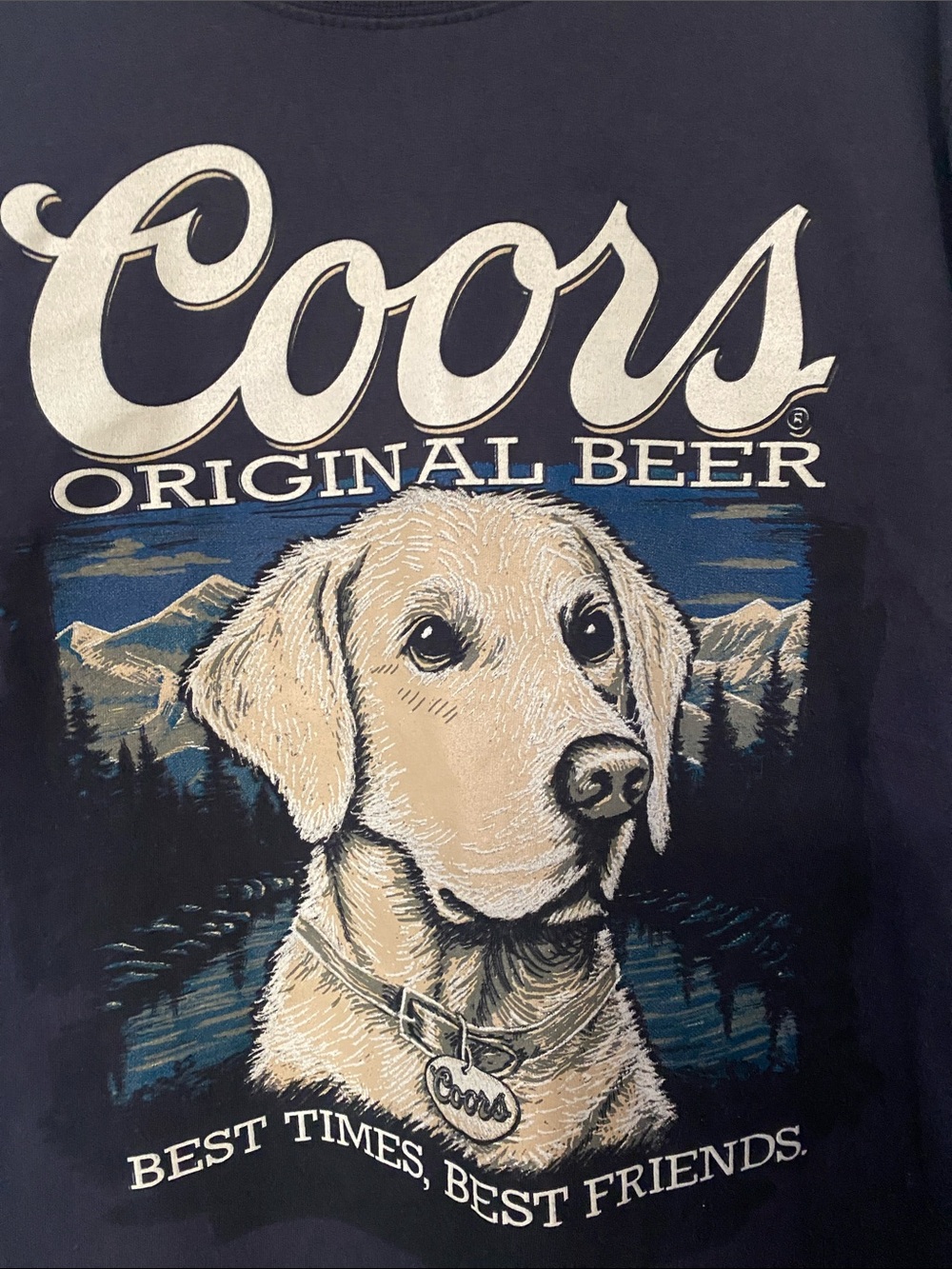 Coors Beer Dog Graphic Tee - Black with Beige Dog Print